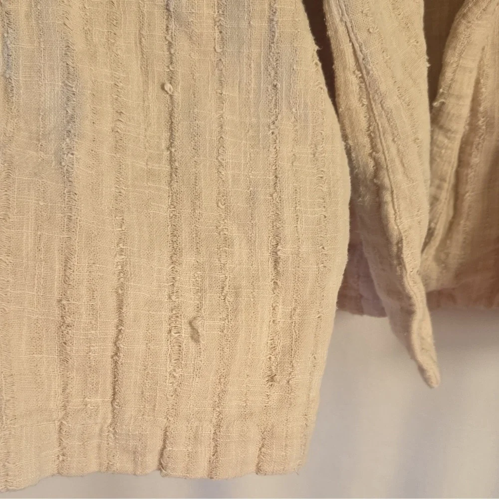 Free People Womens Beige Open Front Textured Collared Jacket Size SMALL